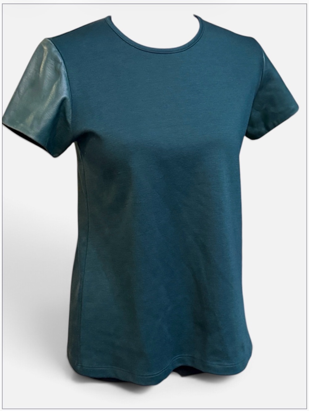Hunter Bell New York Green Genuine Leather Sleeve Top Shirt Size